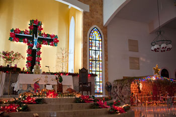 Cozumel church at Christmas
