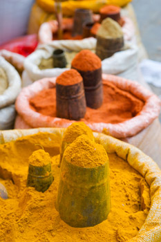 colorful spices in market