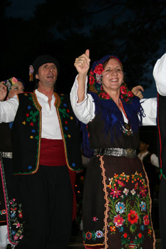 Greek dancers in traditonal regalia