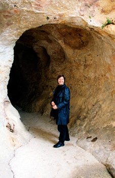 The author, Karoline Cullen, at cave entralce