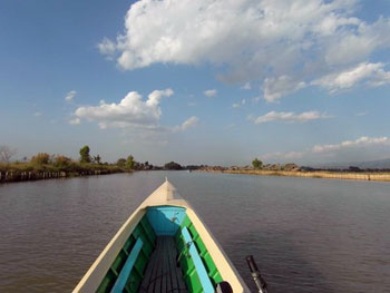 view from boat on Inle Lake