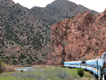 train entering the canyon