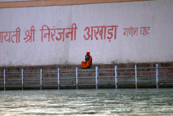 Sadhu sitting on ghat