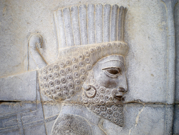 stone carving of Persian king