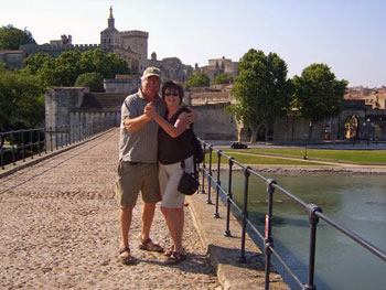 Rick and Chris Millikan on the bridge in Avignon