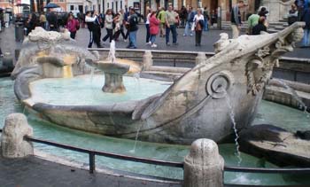 Fountain depicting sunken boat