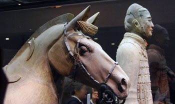terracotta cavalryman with horse
