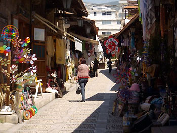 shopper in market in Byblos, Lebanon