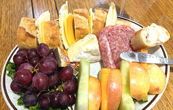 Fruit and cheese plate at Blue Heron