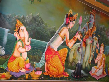 Poster with Hindu goddess