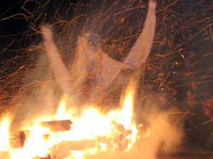 burning figure in fire