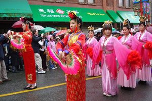 women in Lunar New Year parade