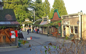 Christmas ribbons decorate Burnaby Village Museum street