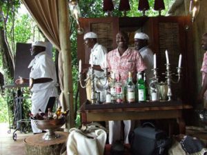 champagne service on the African plain
