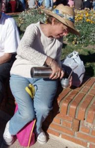 pouring mate from thermos