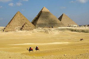 riding camels at Giza pyramids