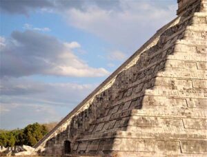 close up of serpent shadow on Chichen Itza