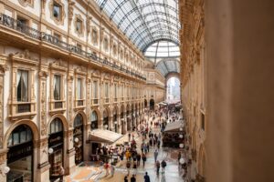 the Galleria Vittorio Emanuele II, one of the things to do in Milan when visiting for the first time