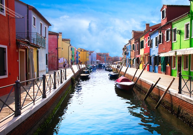 colorful houses with waterway