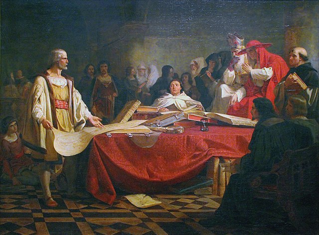 painting of Columbus at Salamanca