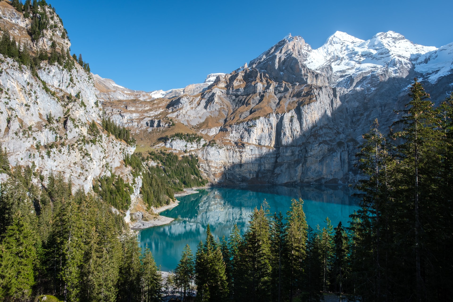 Go for a short hike to the Oeschinensee, a beautiful mountain lake
