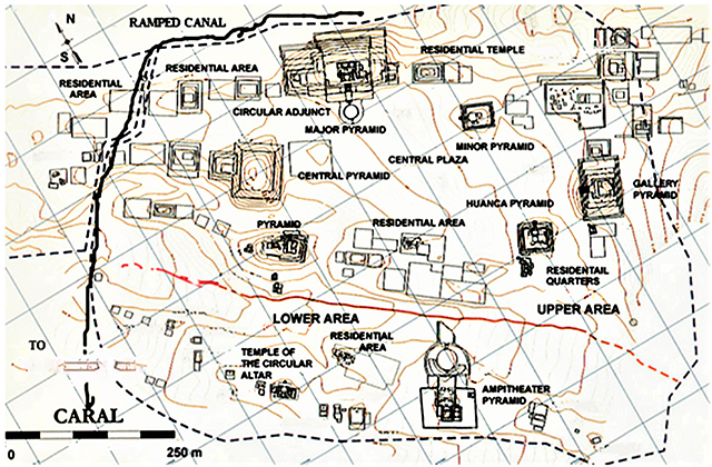 Caral, Site Map