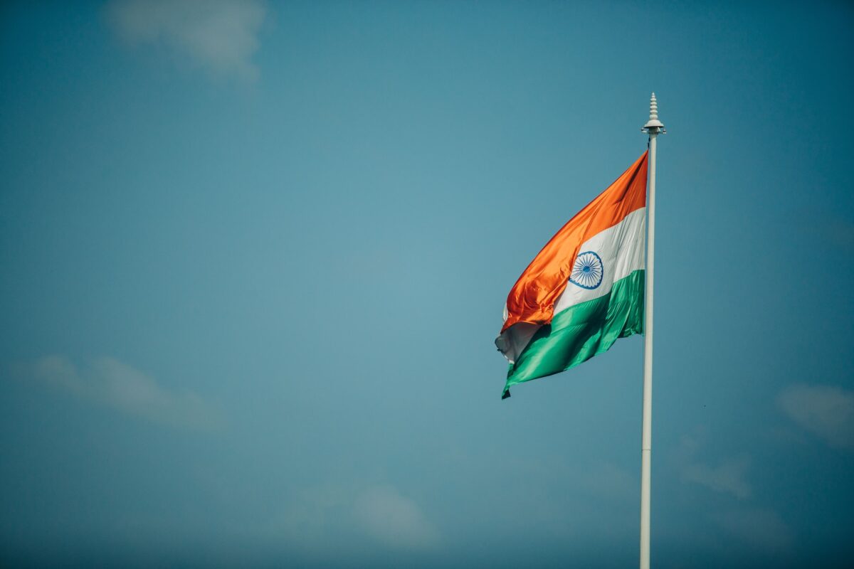 A flag of India blowing in the wind