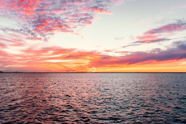 Sunset view of Lake Erie, one of North America's inland seas.