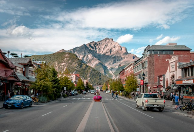 Banff town during the day.