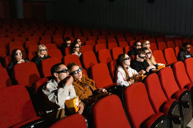 People watching a movie in a cinema