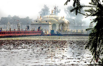 Hindu temple at water's edge