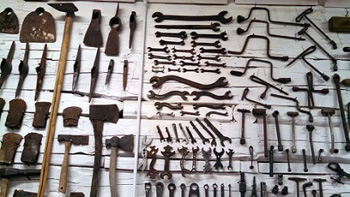 tools displayed on wall