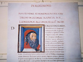 Demosthenis illuminated book page