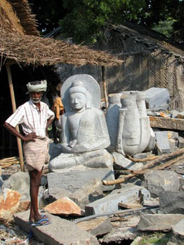 stone carver and his creations