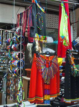 colorful souvenirs in Durban shop