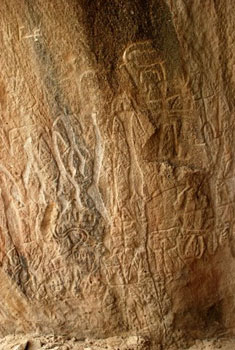 rock carvings depict a variety of subjects