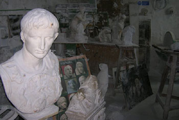 alabaster bust in studio