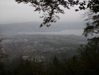 foggy view of Lake Zurich