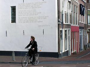 wall poem in Leiden, the Netherlands