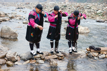 women washing their hair