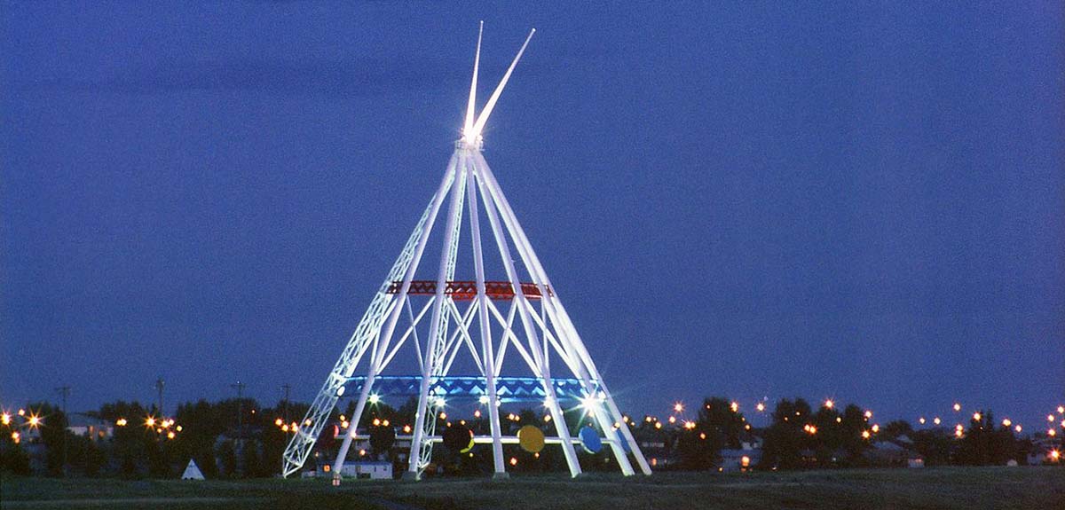 Medicine Hat Teepee at night