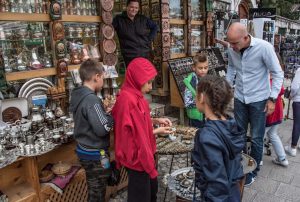 shoppers in Copper Alley Sarajevo