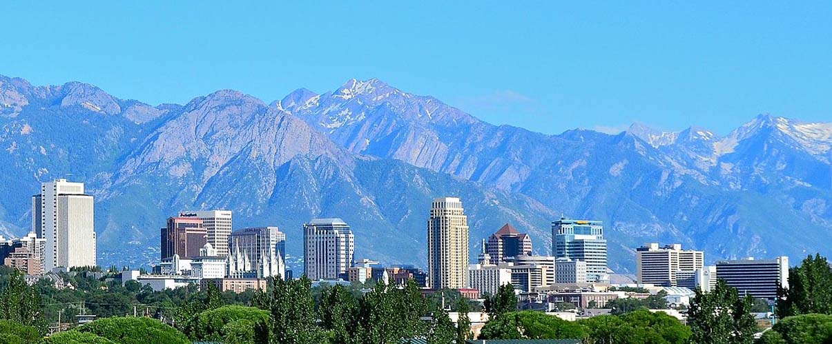 Salt Lake City skyline and mountains