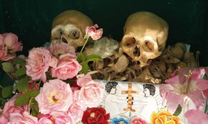 skulls of ancestors displayed on Day of the Dead