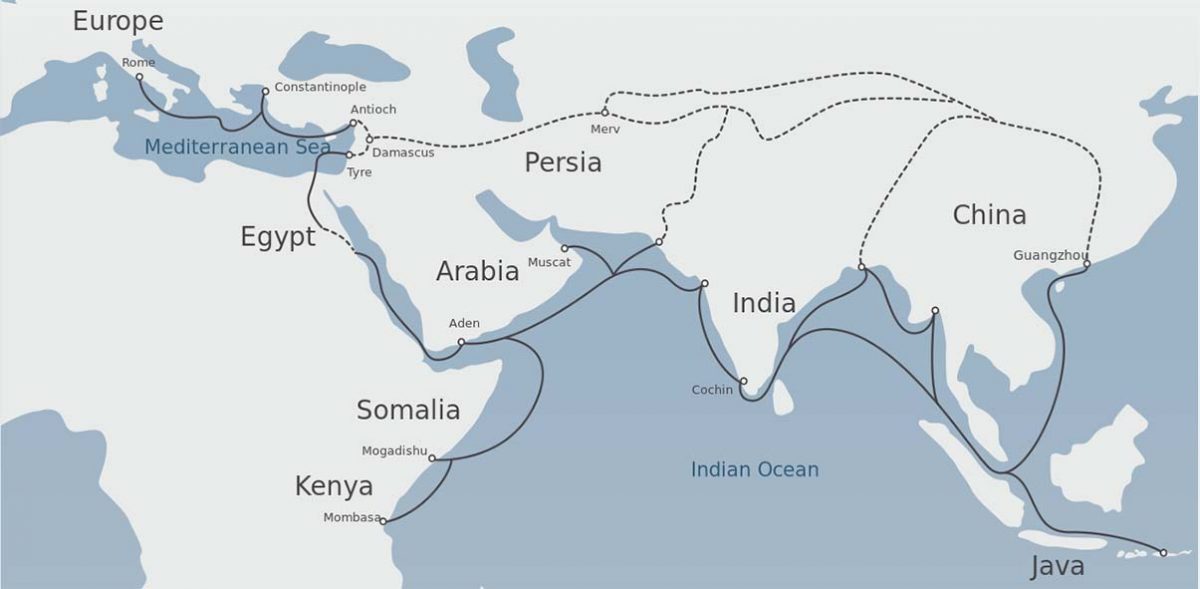 map of Silk Road route