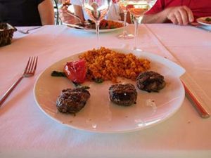 kofte balls with tomato pilaf