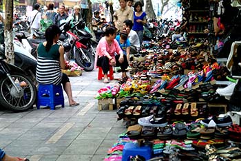 Hanoi old quarter street of shoes
