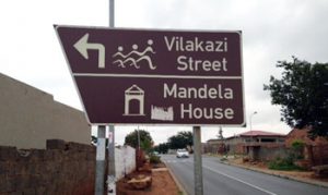 Directional sign for Mandela house