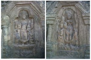 wall carvings of Hindu god and goddess