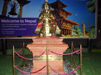 Buddha statue at Kathmandu airport